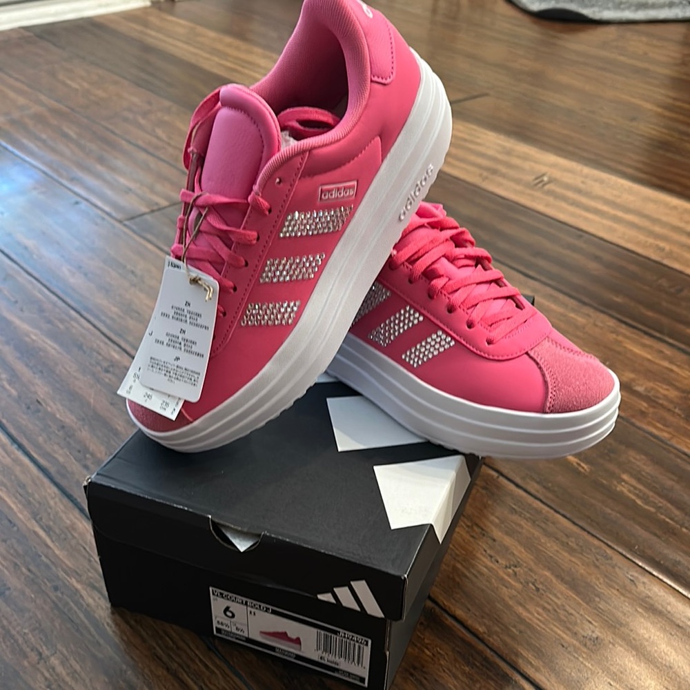 Adidas Pink Sneakers with Signature Stripes